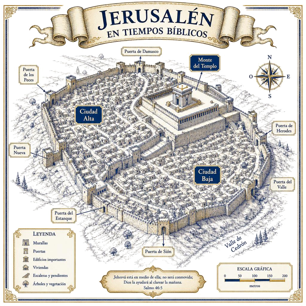 Mapa de Jerusalén en tiempos bíblicos