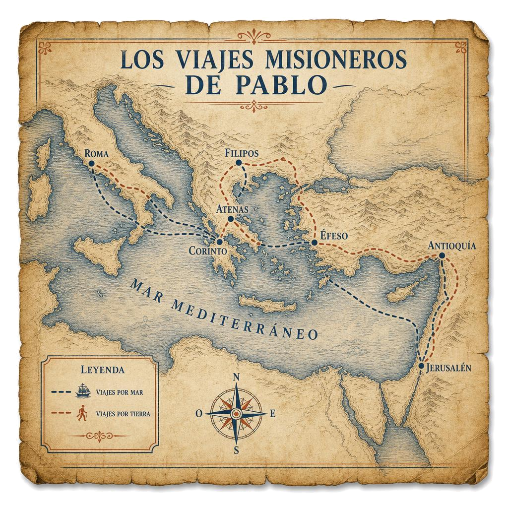 Mapa de los viajes misioneros de Pablo